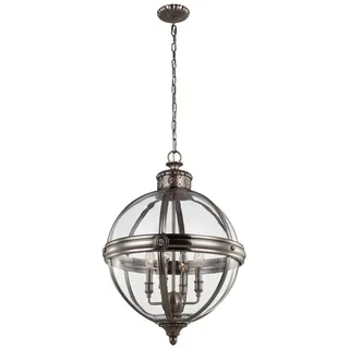 FEISS LED Pendelleuchte, LED wechselbar, warmweiß, Jugendstil Lampenschirm Glas-kugel, Galerie-leuchte Treppenhaus, Ø50cm silberfarben