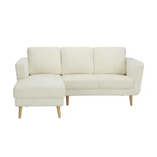 uno Ecksofa Teddystoff Scandi 2235 , creme , Maße (cm): B: 185 H: 87 T: 152.0