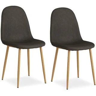 Homestyle4u Esszimmerstuhl 2er Set in Anthrazit 2339