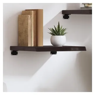 furnicato Wandregal aus massivem Eichenholz 40x40x2-4 cm Dunkelbraun, 1-tlg., Stabiles Wandboard mit Naturkante als Ablage für das Badezimmer braun 40 cm x 4 cm x 4 cm