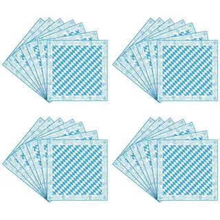 40 Stück Oktoberfest Servietten Blau Weiß - 3-lagig Bayrische Deko Servietten 33x33 cm für Münchner Oktoberfest Tischdeko, Partyzubehör mit Rautenmuster & Prägung