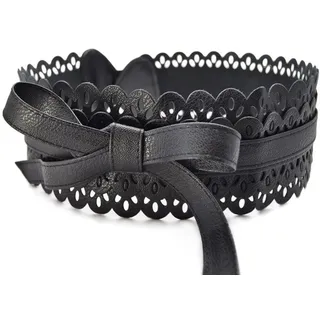 EloModa Taillengürtel Damen Gürtel Bindegürtel Schwarz Boho Taillengürtel Lochmuster Elastis (1-St) schwarz