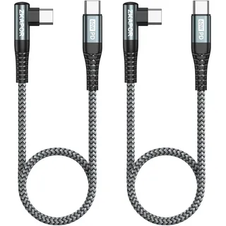 ZKAPOR USB C auf USB C Kabel Kurz 2Stück 30CM, 60W Schnellladen USB C Kabel | USB C Kabel Kurz 90 Grad Winkel PD Schnellladekabel USB Typ C für iPhone 17/16/15 Pro Max, Galaxy, Pad Pro/Air, Huawei, Pixel