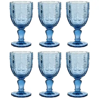 BUTLERS VICTORIAN Weingläser, 6er-Set mit Stiel, 230 ml, Bunt | Trinkgläser Set, mundgeblasen, mit Stiel & Relief-Prägung, spülmaschinenfest, für Tisch, Garten & Party