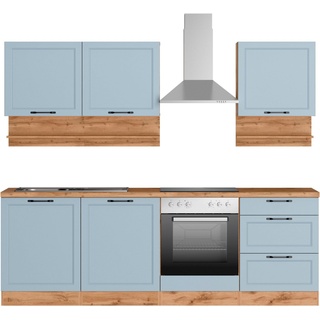 Kochstation Küche KS-Lana, 240 cm breit, wahlweise mit oder ohne E-Geräte blau