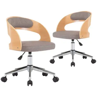 vidaXL Esszimmerstuhl Drehbar Taupe Stoff 2er Set