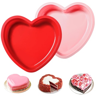 Webake Kuchenform Herz Silikon 2 Stück 20cm Herz Backform Silikonform Herzform Kuchen Form Herzbackform für Kuchen, Pudding