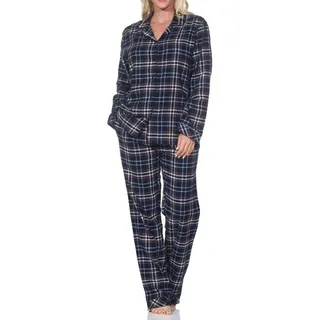 normann Flanell Pyjama Karo Blau 44-46