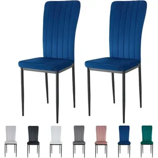 MCC direct Esszimmerstuhl Esszimmerstühle ELLE aus Samt im 2er oder 4er Set (2 St) blau