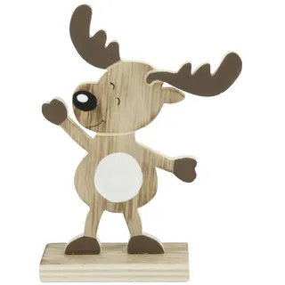Weihnachtsdeko Dekofigur "Rentier" aus Holz auf Sockel -  Höhe 16,5 cm *NEU*