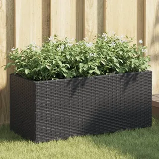 Hochbeet Mit 2 Fächern Schwarz 72x30x32 Cm Poly Rattan