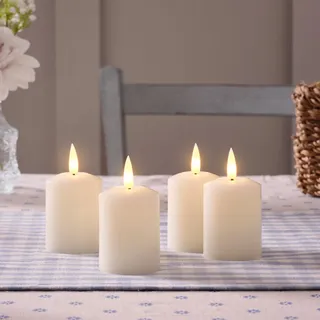 Lights4fun 4er Set TruGlow® LED Kerzen Wiederaufladbar mit Timer mit Fernbedienung und Timer LED Kerzen Aufladbar USB Kerzen Set