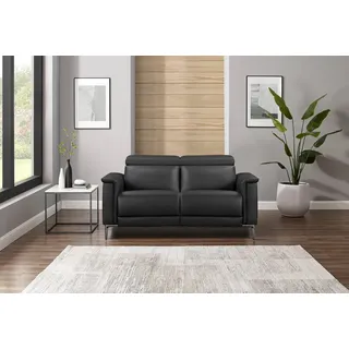 OTTO home 2-Sitzer LUND,Naturleder, 160 cm, mit Relaxfunktion und Kopfteilverstellung, manuell od. elektrisch (m.USB-A), Federkern und Kopfteilverstellung grau