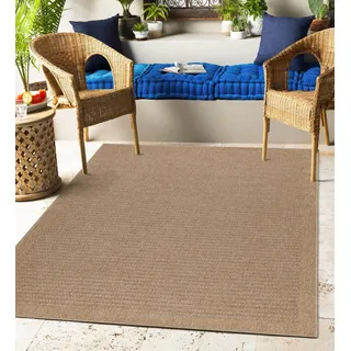Carpettex Outdoor Teppich Wetterfest 200x300 (200x290 cm) Sisal & Jute Optik Beige - Ideal für Balkon, Garten, Terrasse, als Küchenteppich - Teppich Waschbar, Wasserfest, Pflegeleicht, Vintage Design