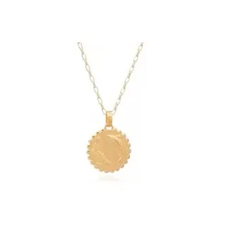 Rachel Jackson London Halskette - Statement Pisces Zodiac Art Coin Long Necklace - Gr. unisize - in Gold - für Damen