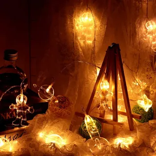 Led-lichterkette Mit 20 Glühbirnen, 3 Meter Lang, Mit Astronautenanhängern Und Raumschiffen, Lichtdekoration Für Partys, Kinderzimmer Und Weltraum-dekorationen.