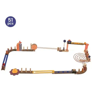 DJECO Kugelbahn-Bausatz Zig & go Junior Racer 51 Teile Kugelbahn Holzbaukasten DJ05650