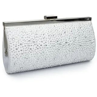 White Lady Clutch Valentina zirkonia - Satin-Strass Braut Clutch weiß