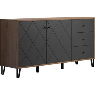 trendteam Montez Sideboard 183 x 76 cm Eiche Kraft Gold/Graphit Holzwerkstoff
