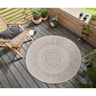 Teppich NORTHRUGS "Porto Wendeteppich" Teppiche Gr. Ø 240 cm, 5 mm, 1 St., weiß (linen white) Esszimmerteppiche In-& Outdoor, Wetterfest, Balkon, Garten, Wohnzimmer, Wasserfest