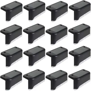 Solar-Terrassenleuchten 16er-Pack, Warmweiß, Wasserdicht, Für Terrasse Treppe Geländer Und Garten