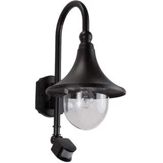 Lindby Wandleuchte außen Daphne mit Bewegungsmelder (spritzwassergeschützt (Modern) in Schwarz aus Aluminium (1 flammig, E27) - Wandlampe für Außenwand/Hauswand Haus Terrasse und Balkon