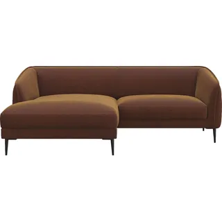 flexlux Ecksofa FLEXLUX "Belle Designsofa, bequem durch Kaltschaum im Sitz", braun (cognac), B:218cm H:74cm T:149cm, 100% Polyester, Sofas, Ecksofa, Skandinavisches Design, In hochwertiger Verarbeitung, B/T 218/149 cm