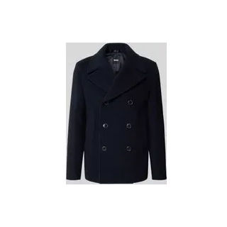Slim Fit Mantel aus Woll-Mix Modell 'H-Hyde-Peacoat-264', Marine, 52