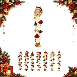 FILWY Weihnachtsdeko Lichterkette vertikaler Türhänger mit 2D Engel | Platzsparende vertikale Dekoration für Fenster,Wand und Kaminsims,Weihnachtsdeko als Weihnachts Wand&Türdeko