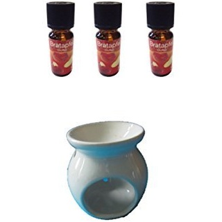 Duftstövchen XL mit weiss 8,5x8,5cm + Duftöl 10ml 3 Glasflaschen Bratapfel