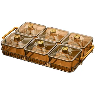 Tragbare Getrocknete Obstschalen Süßigkeiten Aufbewahrungsbox Snacks Obstschalen Nonslip Divided Snacks Obstschale Mit Deckel Leicht Zu Bedienen Für Hochzeitsfeiertagsfeiertage