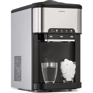 Klarstein Eiswürfelmaschine für Zuhause Camping Gastro, Schnelle Mini Eiswürfelmaschine Klein, Profi Eismaschine für Große Kleine Klare Eiswü... - Silber