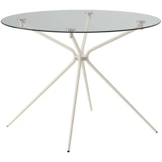 Esstisch OTTO HOME "Silvi, TOPSELLER", weiß (kaschmir, kaschmir, glas), B:110cm H:76cm T:110cm, Tische, Esstisch, rund, Ø110 cm, Metallgestell