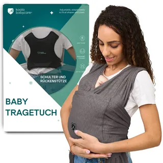 Koala Babycare Tragetuch Neugeborene - Einfach Anzuziehen für Mütter und Väter - Babytrage Multi-Use Bis 9kg - Babytragetuch Anthrazitgrau