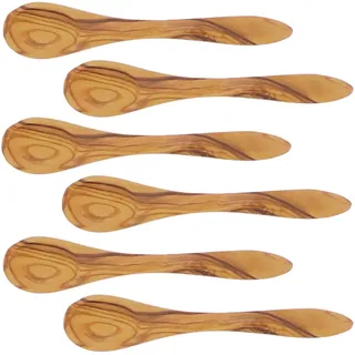6 Stück im Set, Esslöffel Olivenholz auch für Marmelade Eier 14 cm