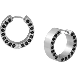 Amello Paar Creolen Amello Ohrringe Edelstahl Creolen schwarz (Creolen), Damen Creolen aus Edelstahl (Stainless Steel), silberfarben, schwarz schwarz|silberfarben