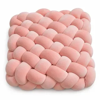 Knotenkissen 33 x 33 cm – weiches Sitzkissen & Dekokissen in Flechtoptik für Stuhl, Sofa & Bett – Rosa - Rosa