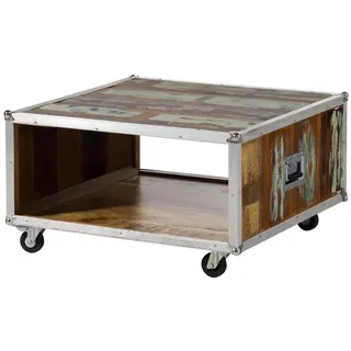 Massivmoebel24 Couchtisch Altholz mehrfarbig 80 x 80 x 42 cm