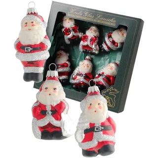 Krebs Glas Lauscha Weihnachtsmänner Silberglitter 6-tlg. 8cm