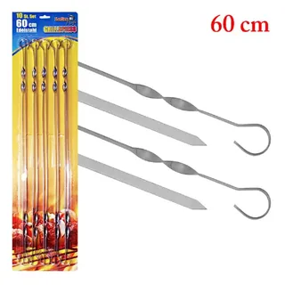 Legro 10 Edelstahl spieße schaschlikspieße grillspieße fleischspieße 60 cm 1,5mm