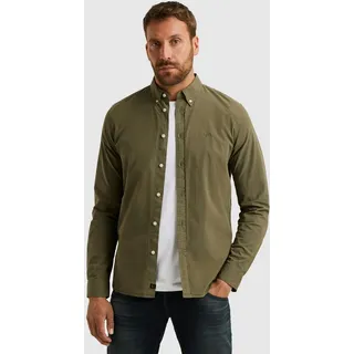 Langarmhemd PME LEGEND, Herren, Gr. XL, N-Gr, grün (dusty olive), Web, Obermaterial: 97% Baumwolle, 3% Elasthan, unifarben, regular fit normal, Manschette, Hemden, mit Manschetten