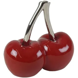 ARQITECTURE Kirschen Double Cherry rot silber 15x8x16cm Keramik glasiert Dekokirschen Deko - rot/Silber