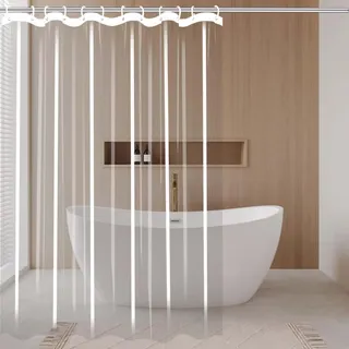ZTAOPSH Badezimmer Vorhang 300 x 200 cm Dicker Und Robuster Kunststoff, Wasserdicht Waschbar Duschvorhang Klar mit Rostbeständigen Metallösen für Badewanne, Transparente Farbe