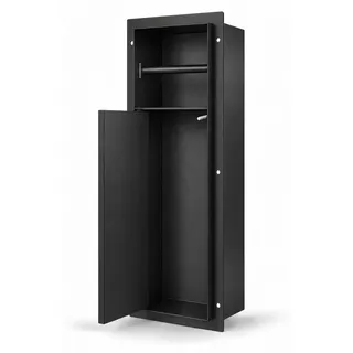 HAGO24 WC Modul Edelstahl Schwarz Einbauschrank Unterputz Wandnische 200x600mm Toilettenpapierhalter Bürstenhalter Push-to-Open befliesbare Tür - Schwarz