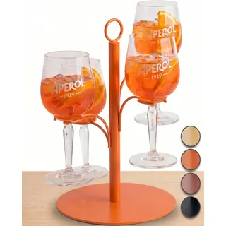 SpritzUpYourLife Aperol Tower ohne Montage - Aperol Ständer für 4 Gläser - Aperol Geschenk für Freundin - Geburtstagsgeschenk für Frauen - lustige Aperol Deko (orange)
