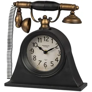 formano Wanduhr Metall Standuhr Vintage Telefon Tischuhr im Retro Design 27cm Quarz bunt