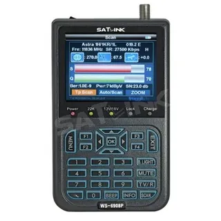 Satlink WS-6908P Sat Messgerät Satfinder DVB-S TV | Digitales Pegelmessgerät zur präzisen Satellitensuche | LCD Signalstärke Anzeige | Mobiles Handgerät mit Akku