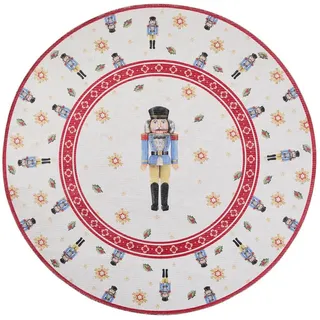 Villeroy & Boch Toy's Delight Limited Edition Santa Claus", bunt (nussknacker), H:3mm Ø:160cm, Polyester, Teppiche, Teppich, Limited Edition, Weihnachten, Wohnzimmer, Baumrock, Waschbar, rund,