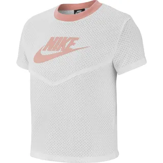 Nike Damen W NSW HRTG TOP SS MESH T-Shirt, White/White/Pink Quartz, XXL