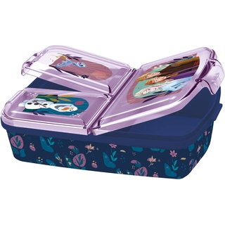 p:os 35451 - Frozen Die Eiskönigin 2 - Brotdose für Kinder mit 3 Fächern, Lunchbox aus Kunststoff mit Clip-Verschlüssen, Vesperbox für Kindergarten, Schule und Freizeit